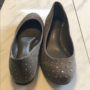 JESSICA SIMPSON MICROSUEDE FLATS, SIZE 10